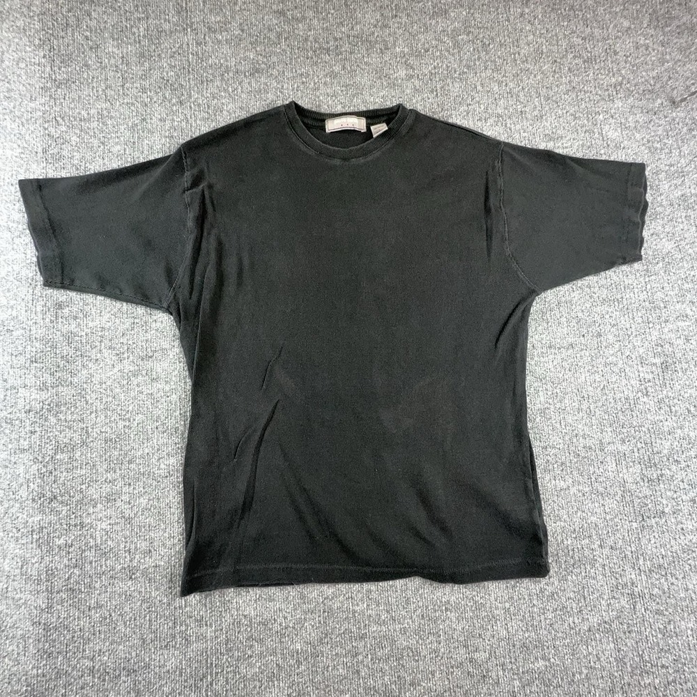 Pierre Cardin Shirt Mens Large Black Ribbed Knit Basic Crewneck Short Sleeve Tee